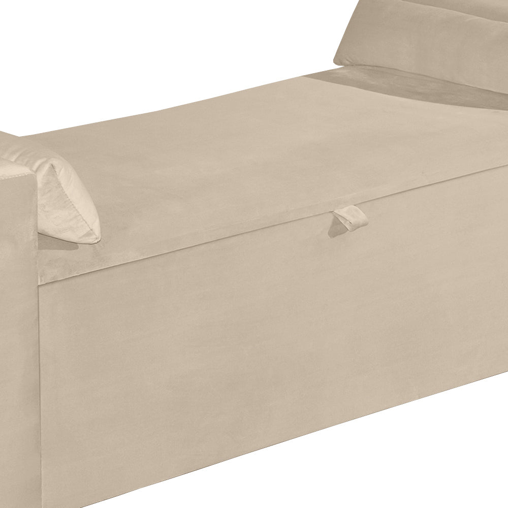 Recamier Baú Para Cama King 180cm Imperial Estofado com Pés de Madeira - LH Móveis