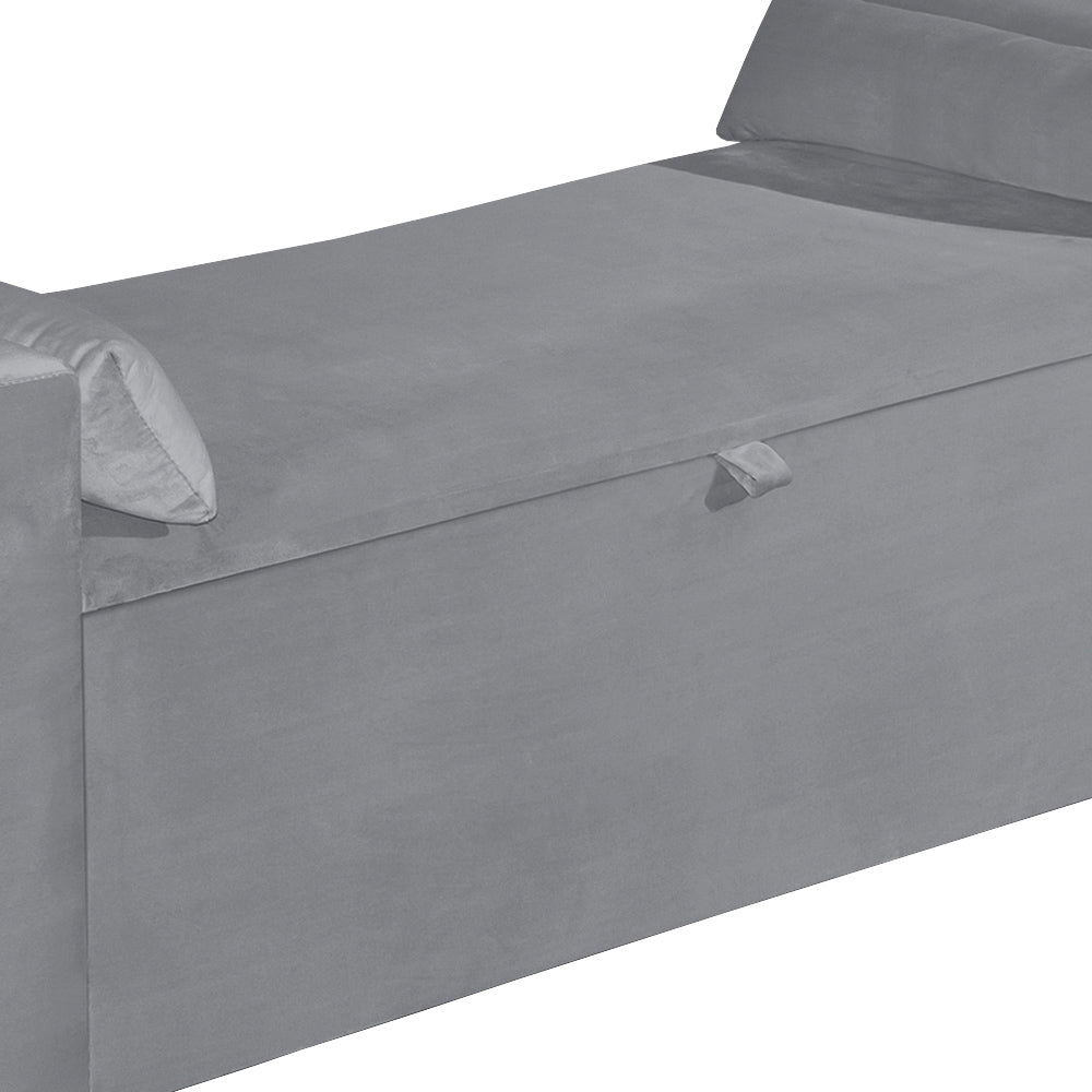 Recamier Baú Banco Imperial Para Cama Queen 150 cm Detalhe de Madeira Capitonê com Pés - LH Móveis