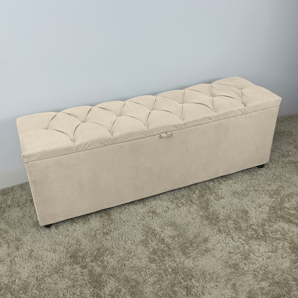 Baú Recamier 155cm Para Cama Queen Intense Detalhe Capitonê Estrutura em Madeira Várias Cores - LH Móveis