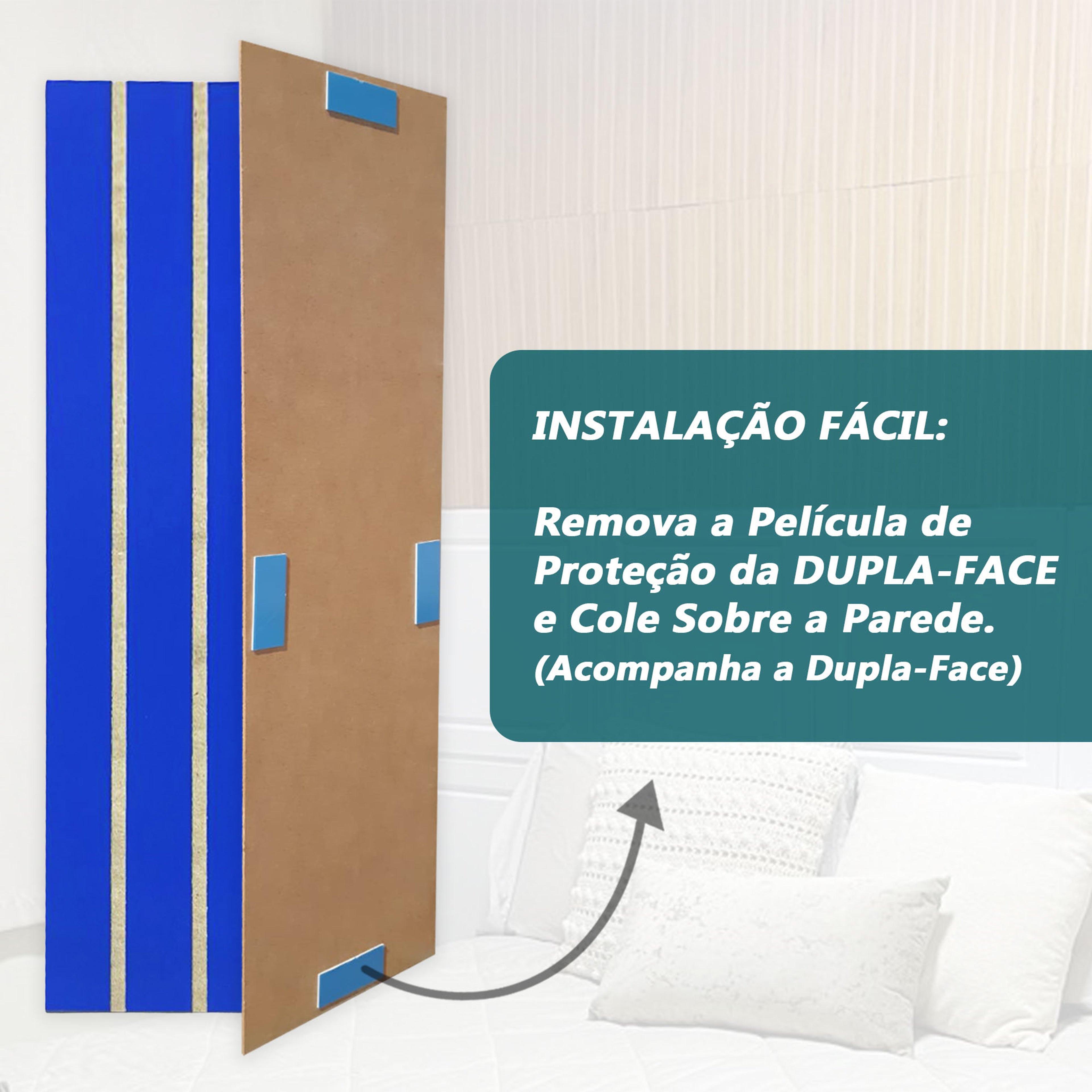 Kit 10 Ripados Módulos Adesivos 45x10 em MDF Para Decoração Acompanha Dupla Face - LH Móveis