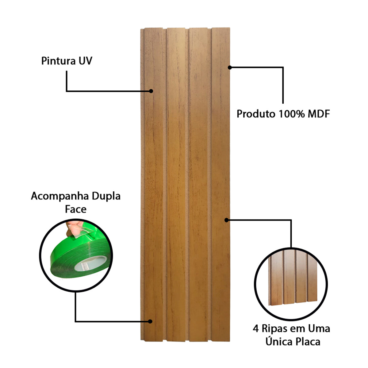 Kit Cabeceira Ripada em MDF Com 2 Mesas de Cabeceira Sofia Base de Aço 1 Gaveta com Nicho - LH Móveis