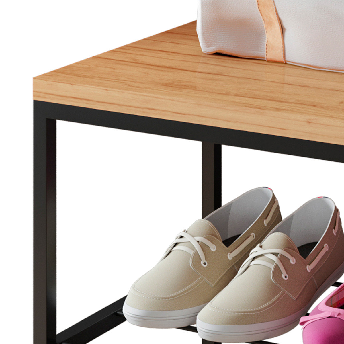 Sapateira Banco Vero Estilo Industrial Tampo em MDP Prateleira em Aço Várias Cores - LH Móveis