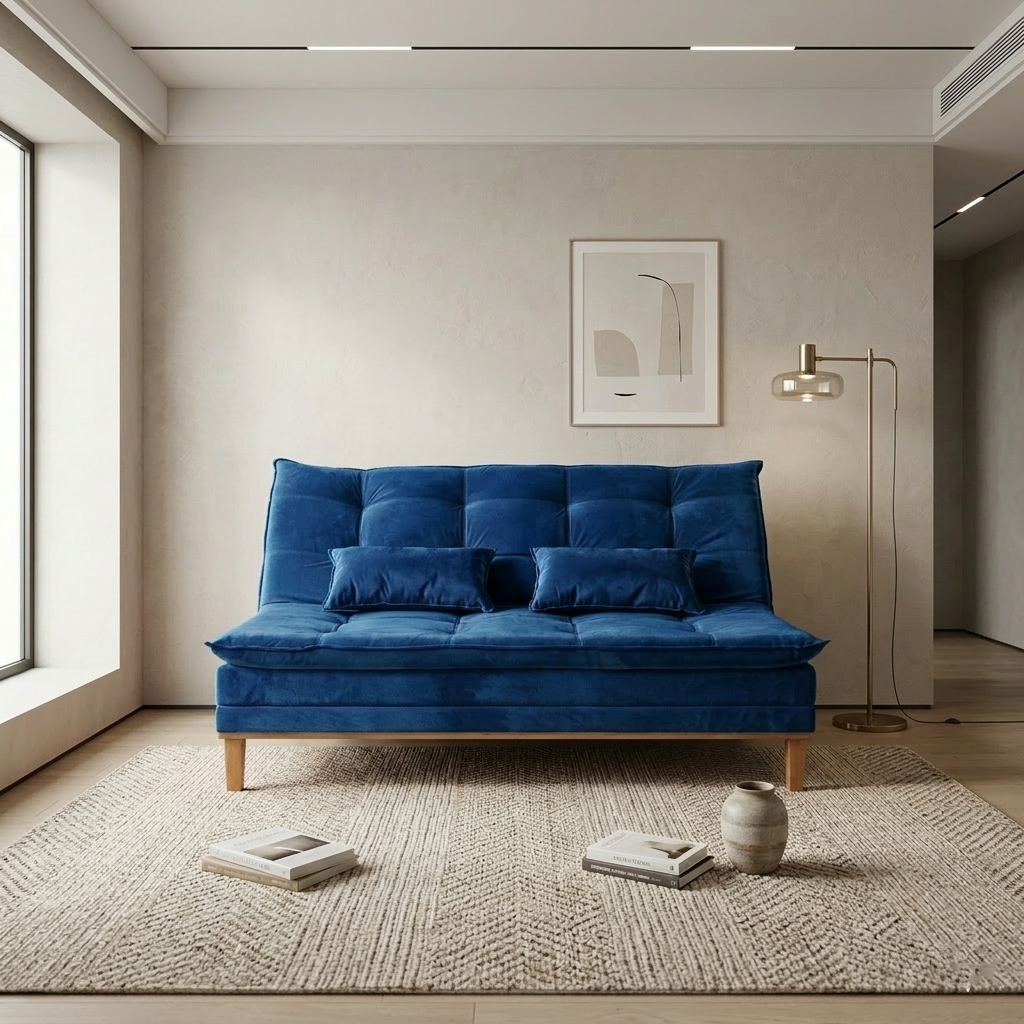 Sofá Cama Moderno 3 Lugares Reclinável em Suede com Pés de Madeira - LH Móveis