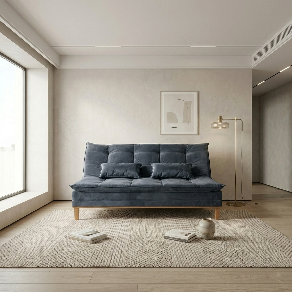 Sofá Cama Moderno 3 Lugares Reclinável em Suede com Pés de Madeira - LH Móveis
