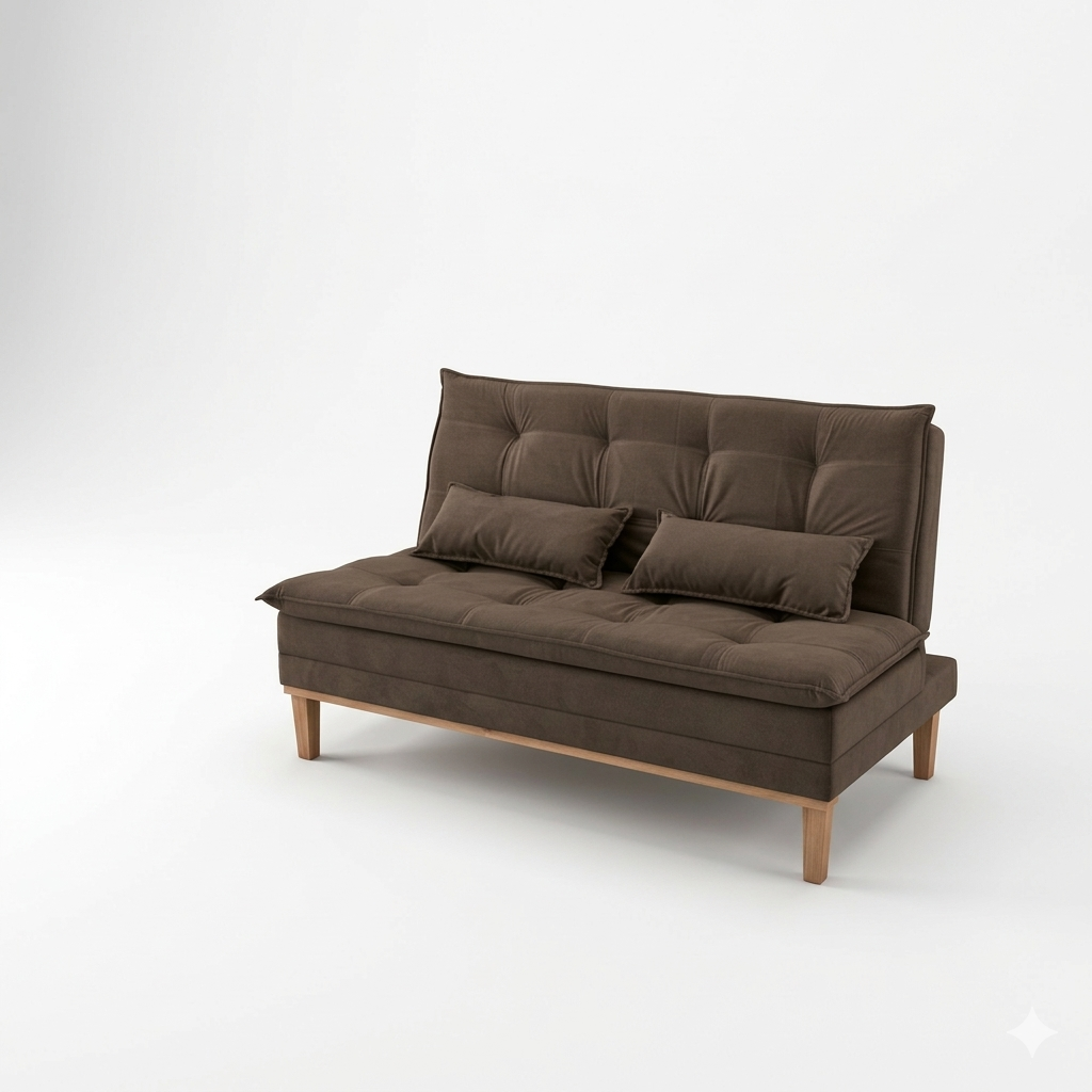 Sofá Cama Moderno 3 Lugares Reclinável em Suede com Pés de Madeira - LH Móveis