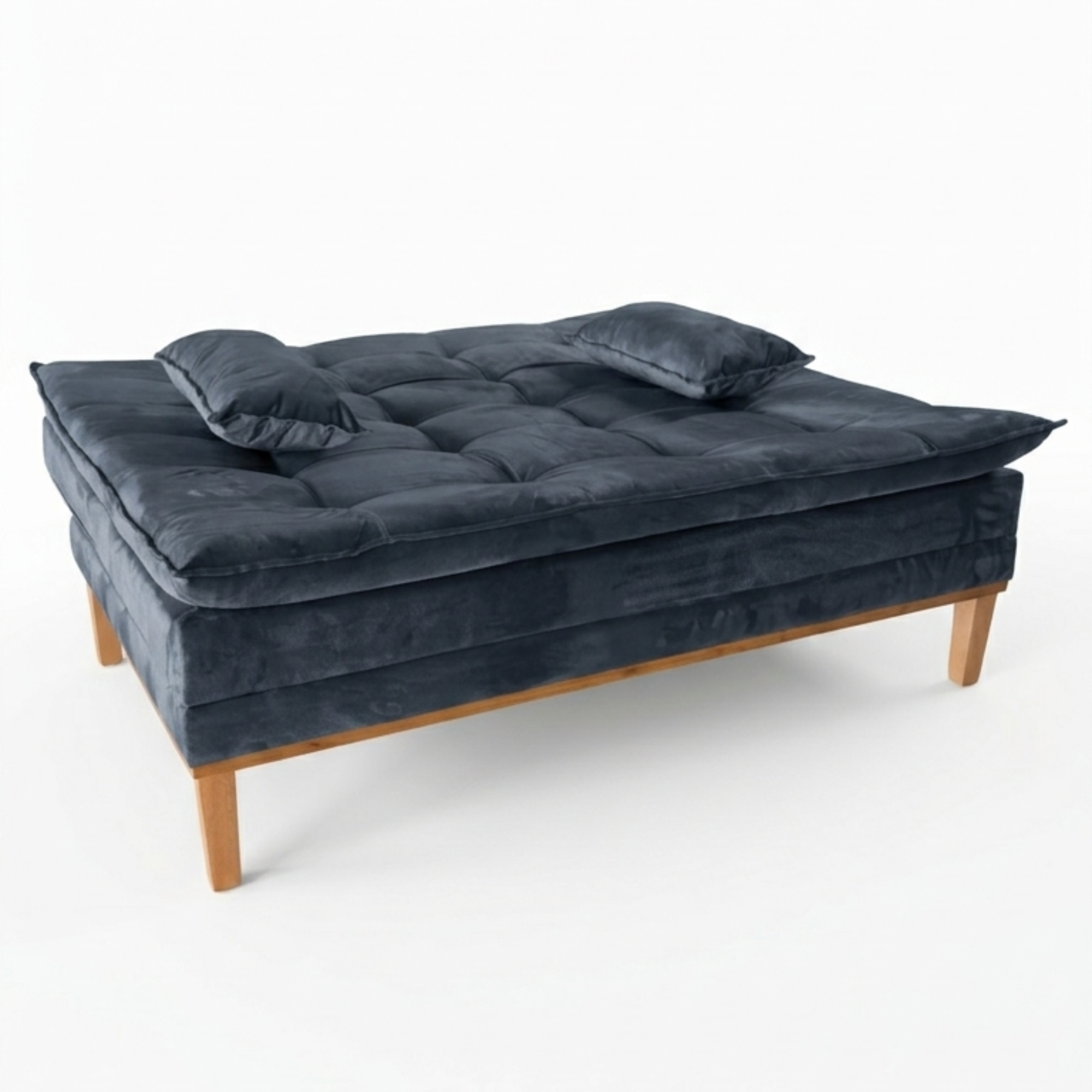 Sofá Cama Moderno 3 Lugares Reclinável em Suede com Pés de Madeira - LH Móveis