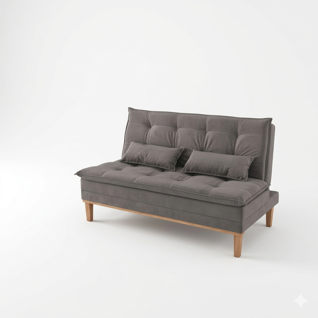 Sofá Cama Moderno 3 Lugares Reclinável em Suede com Pés de Madeira - LH Móveis