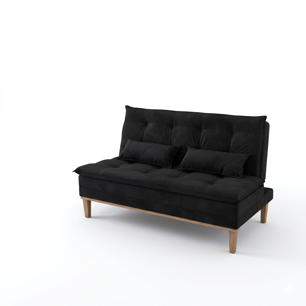 Sofá Cama Moderno 3 Lugares Reclinável em Suede com Pés de Madeira - LH Móveis