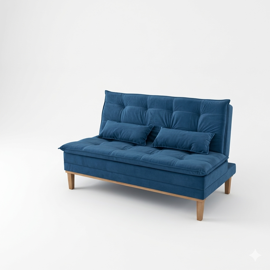 Sofá Cama Moderno 3 Lugares Reclinável em Suede com Pés de Madeira - LH Móveis
