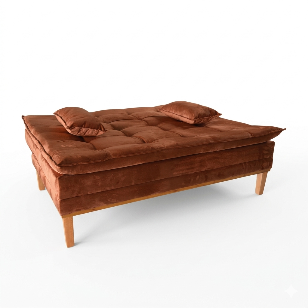 Sofá Cama Moderno 3 Lugares Reclinável em Suede com Pés de Madeira - LH Móveis