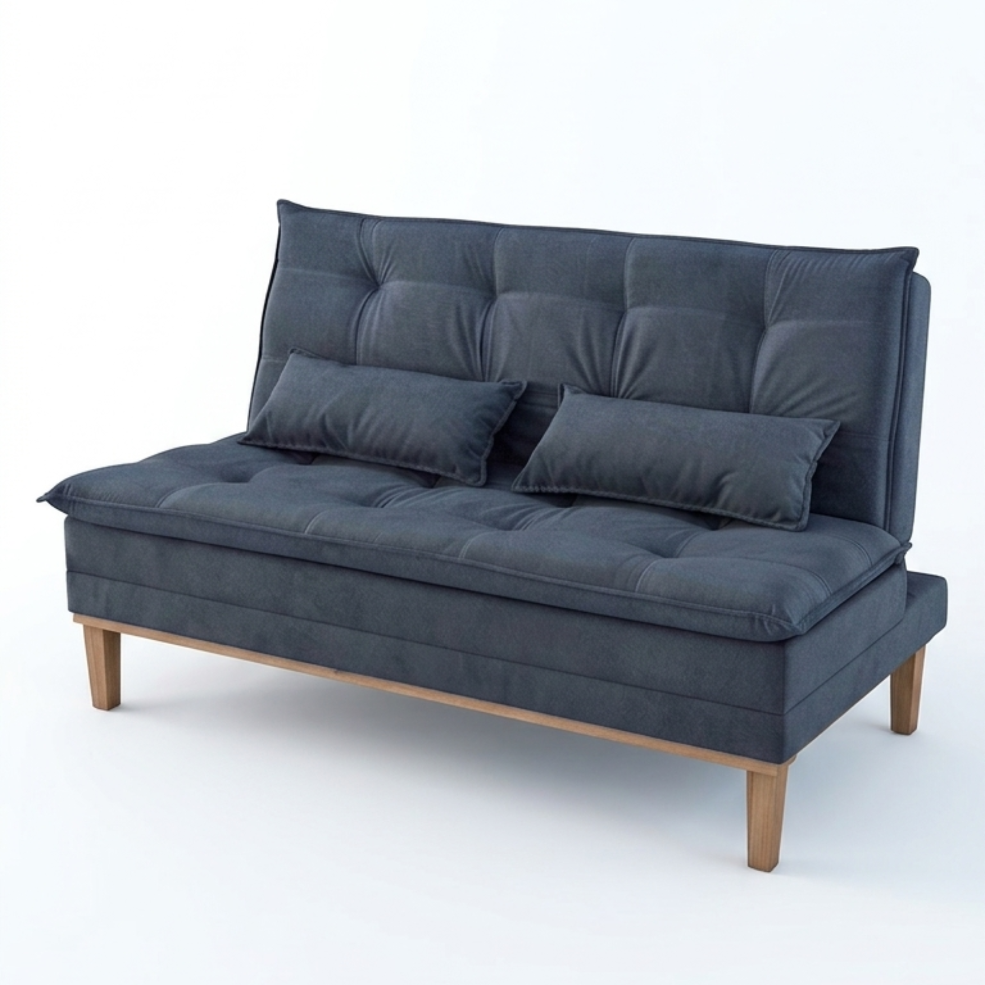 Sofá Cama Moderno 3 Lugares Reclinável em Suede com Pés de Madeira - LH Móveis