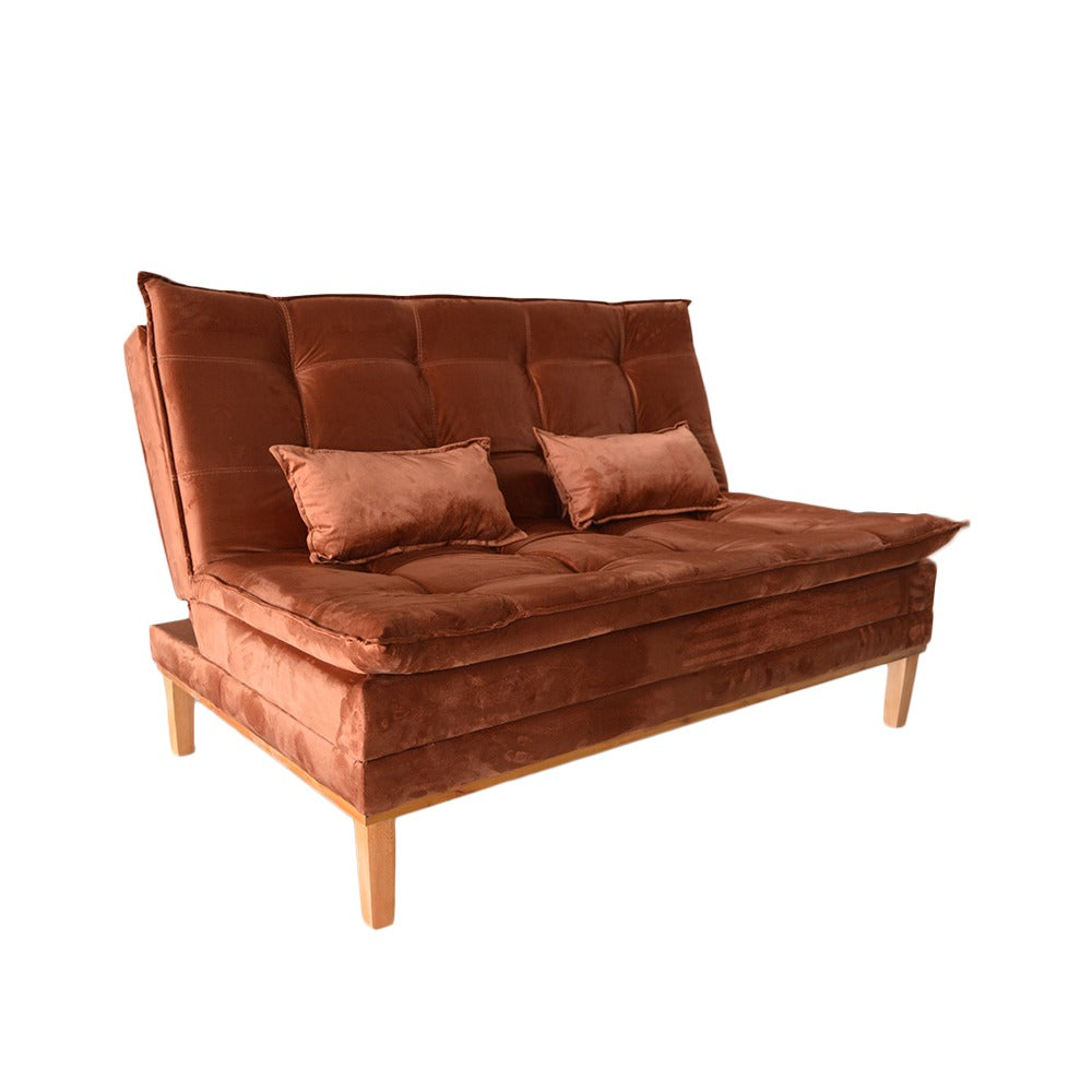 Sofá Cama Moderno 3 Lugares Reclinável em Suede com Pés de Madeira - LH Móveis