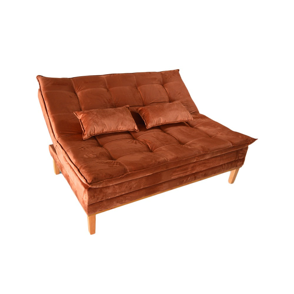 Sofá Cama Moderno 3 Lugares Reclinável em Suede com Pés de Madeira - LH Móveis