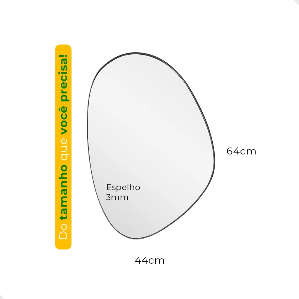 Espelho Nuvem Decorativo Design Orgânico 44x64cm Moldura em Couro Legítimo Para Hall Sala Quarto