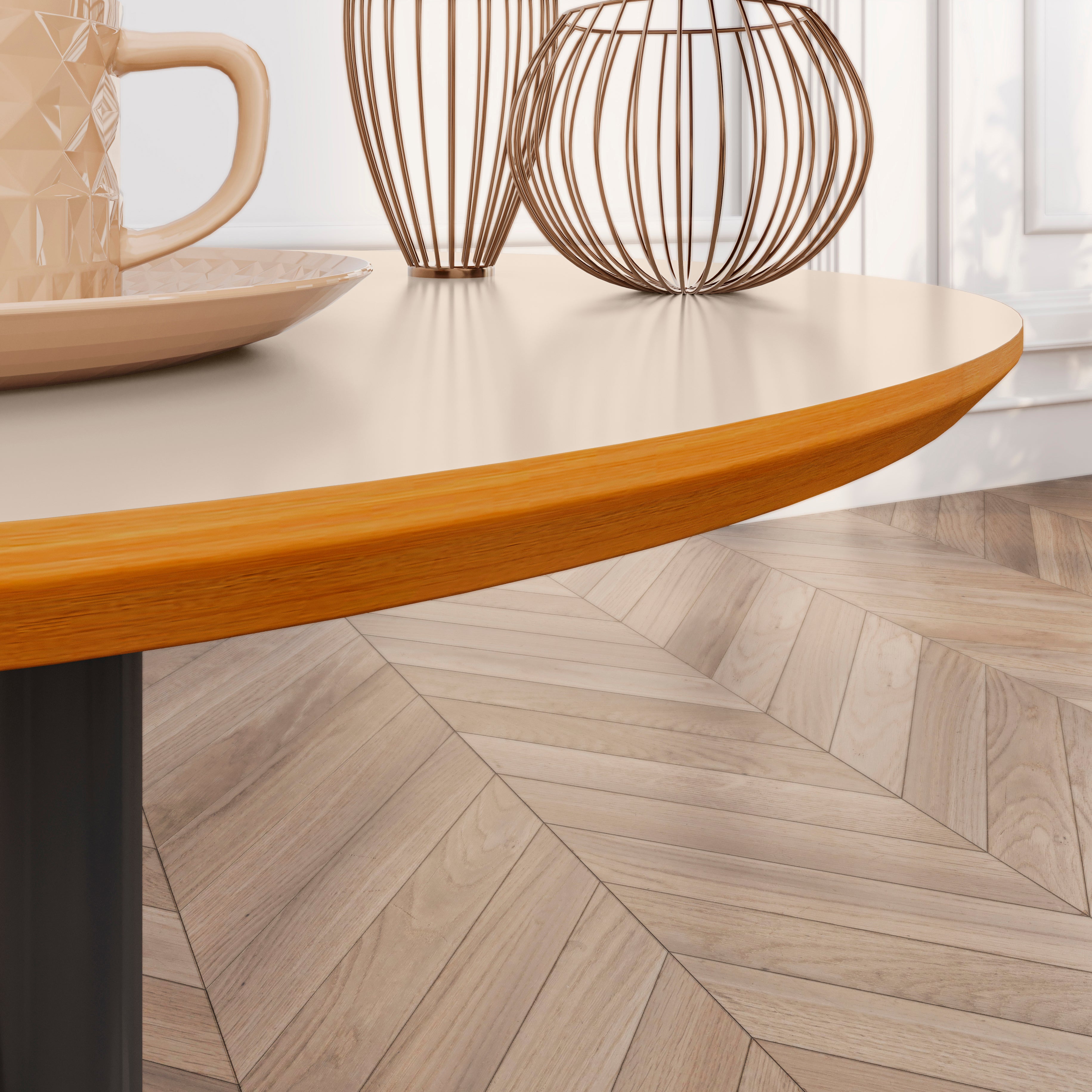 Conjunto 2 Mesas Laterais Design Vitta Orgânico Haste em Aço Preto para Decoração Apoio - LH Móveis