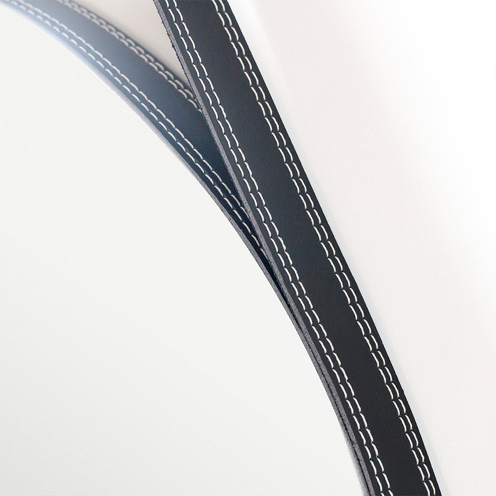 Espelho Adnet 60 cm Redondo Decorativo Para Sala Hall Banheiro Moldura em Couro Legítimo