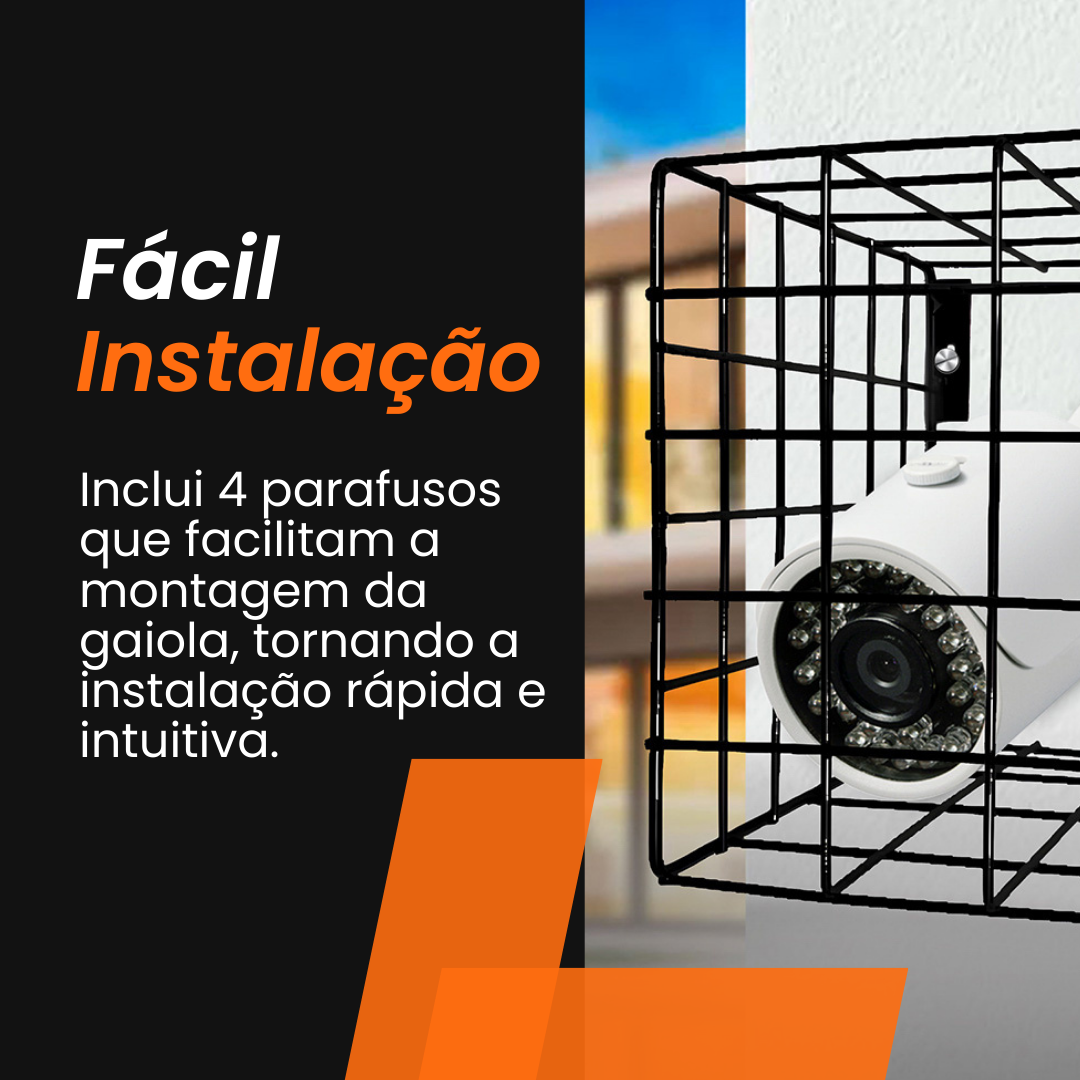 Caixa de Proteção Para Câmera Grade Aço Aramado Resistente Instalação Fácil - LH Móveis