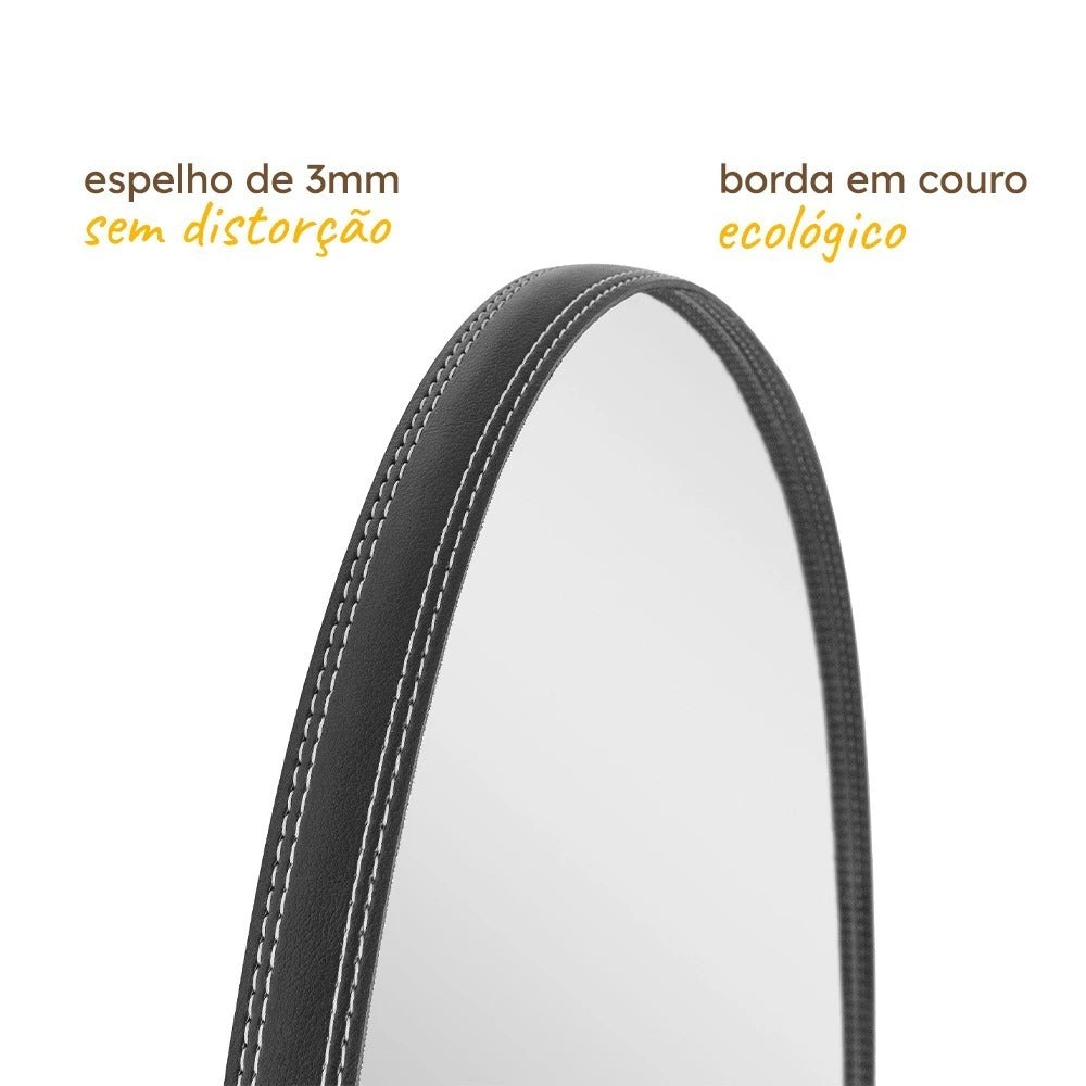 Espelho Modelo Capela 44x64cm Com Moldura em Couro Decoração Estilo Pinterest