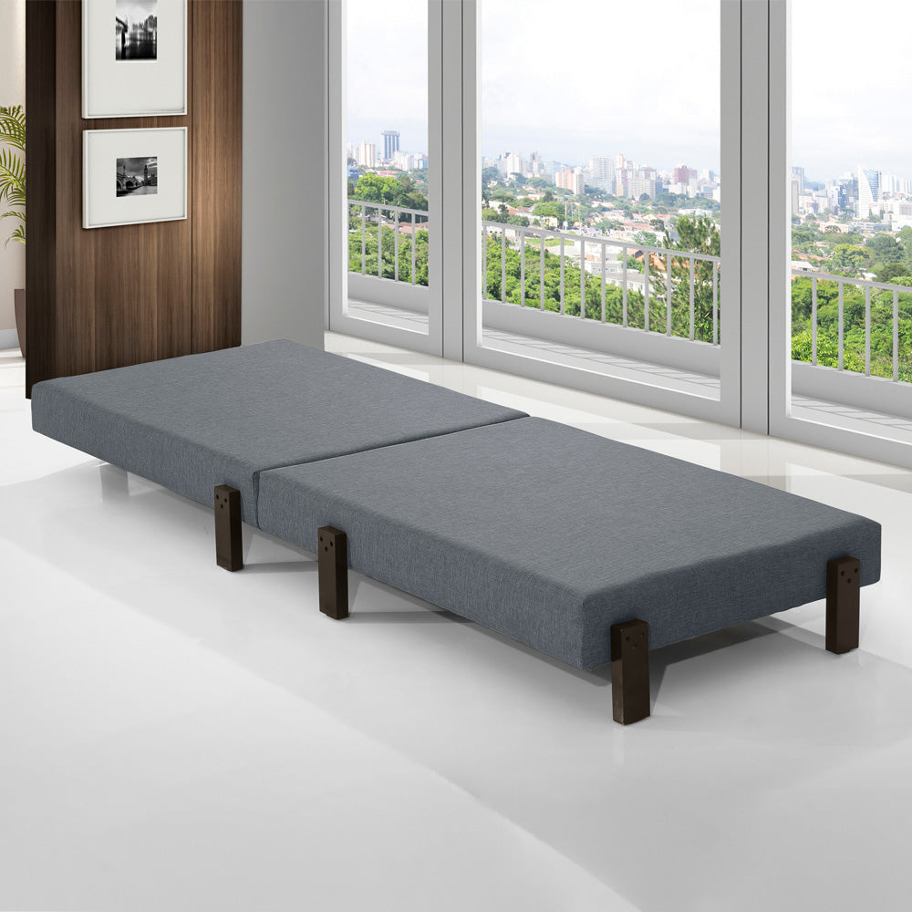 Cama Dobrável Portátil Estofada Versátil Estrutura em Madeira com Pés - LH Móveis