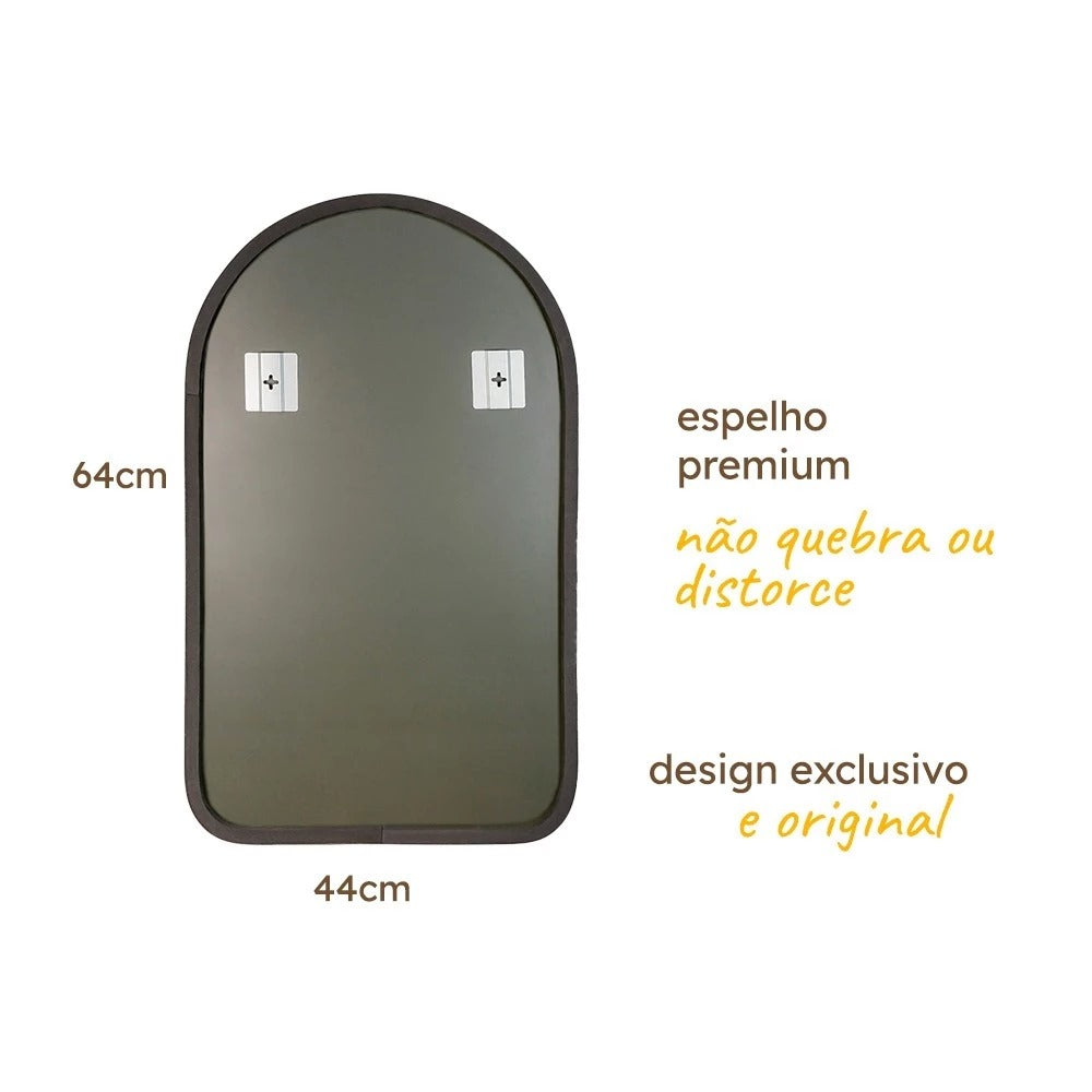Espelho Modelo Capela 44x64cm Com Moldura em Couro Decoração Estilo Pinterest