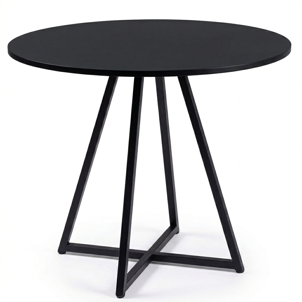 Mesa de Jantar e Reunião Requinte 90 cm Redonda Tampo MDF Estilo Industrial Pés Aço Design Moderno Resistente - LH Móveis