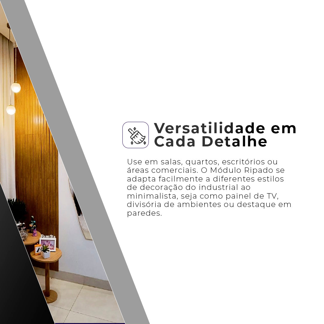 Placa Adesiva em MDF Ripado 53x15 10 Unidades Para Decoração - LH Móveis