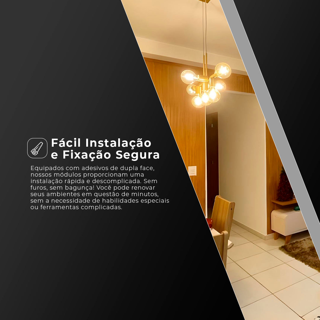 Placa Adesiva em MDF Ripado 53x15 10 Unidades Para Decoração - LH Móveis