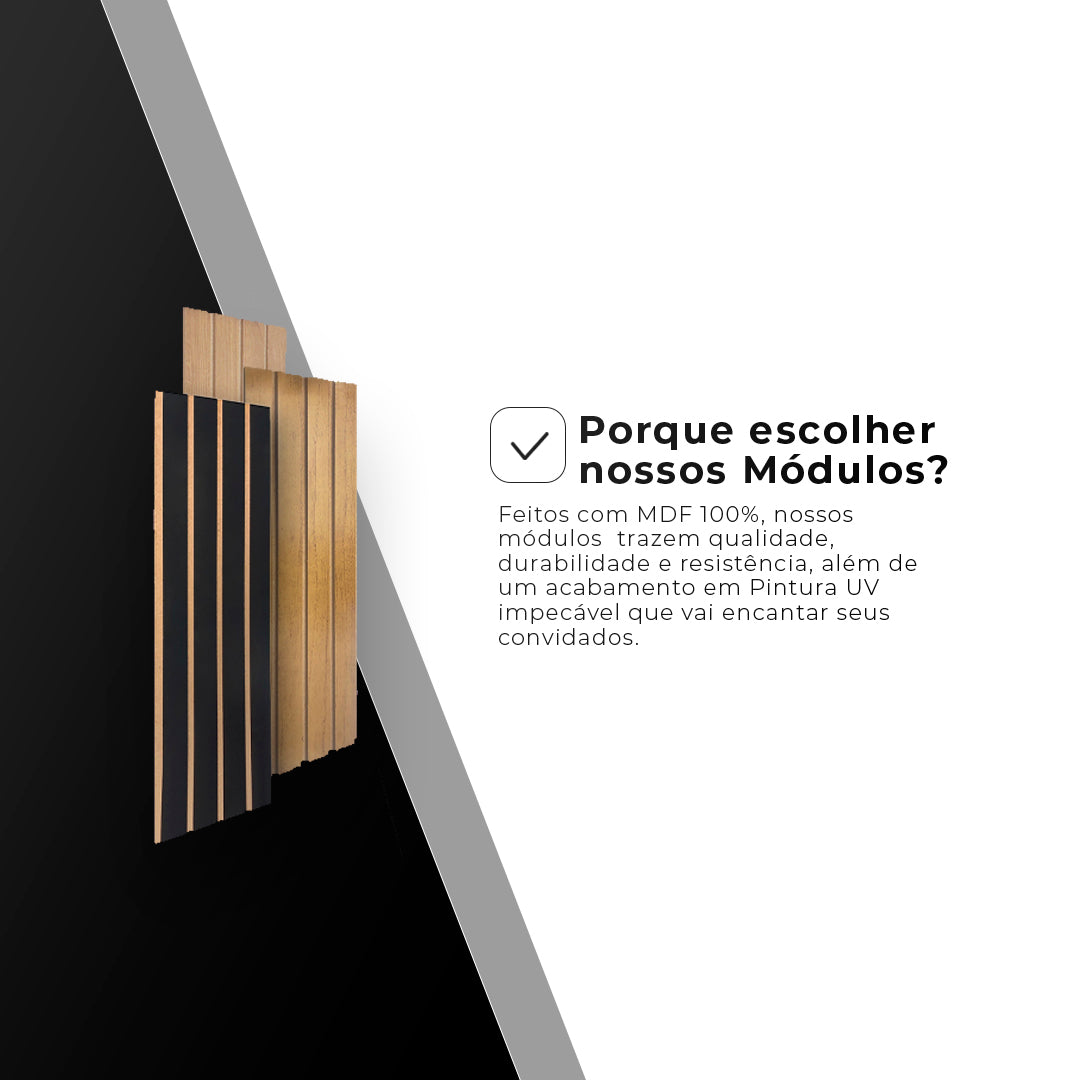 Placa Adesiva em MDF Ripado 53x15 10 Unidades Para Decoração - LH Móveis