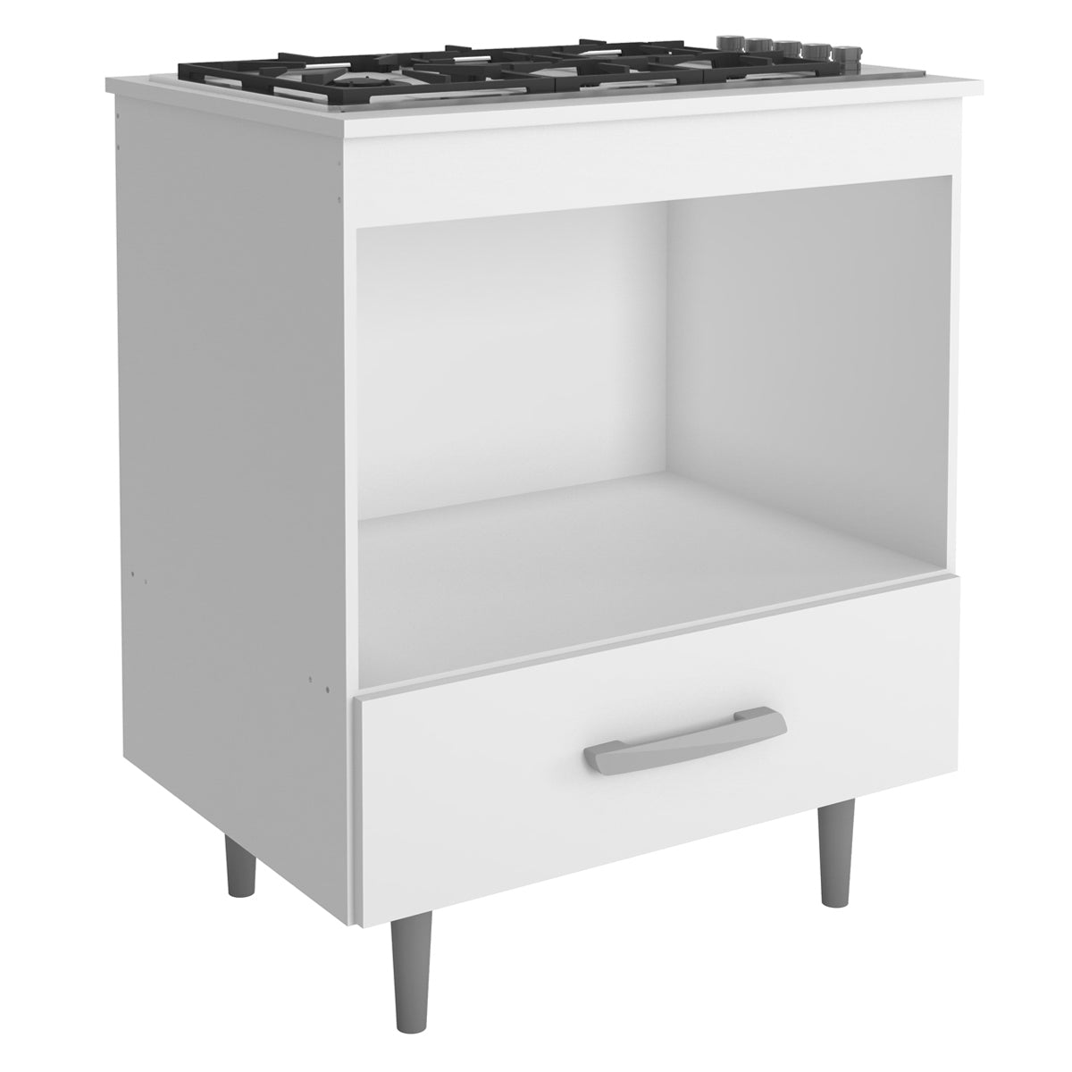 Balcão Cooktop Para Cozinha Moderno E Compacto 1 Gaveta com Nicho para Forno ou Micro-ondas - LH Móveis