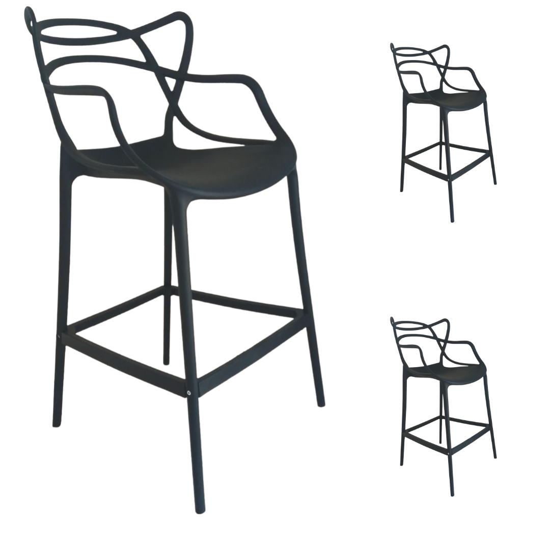 Banqueta para Balcão Allegra com Encosto Vazado e Apoio para os Pés Estrutura Reforçada e Conforto - LH Móveis