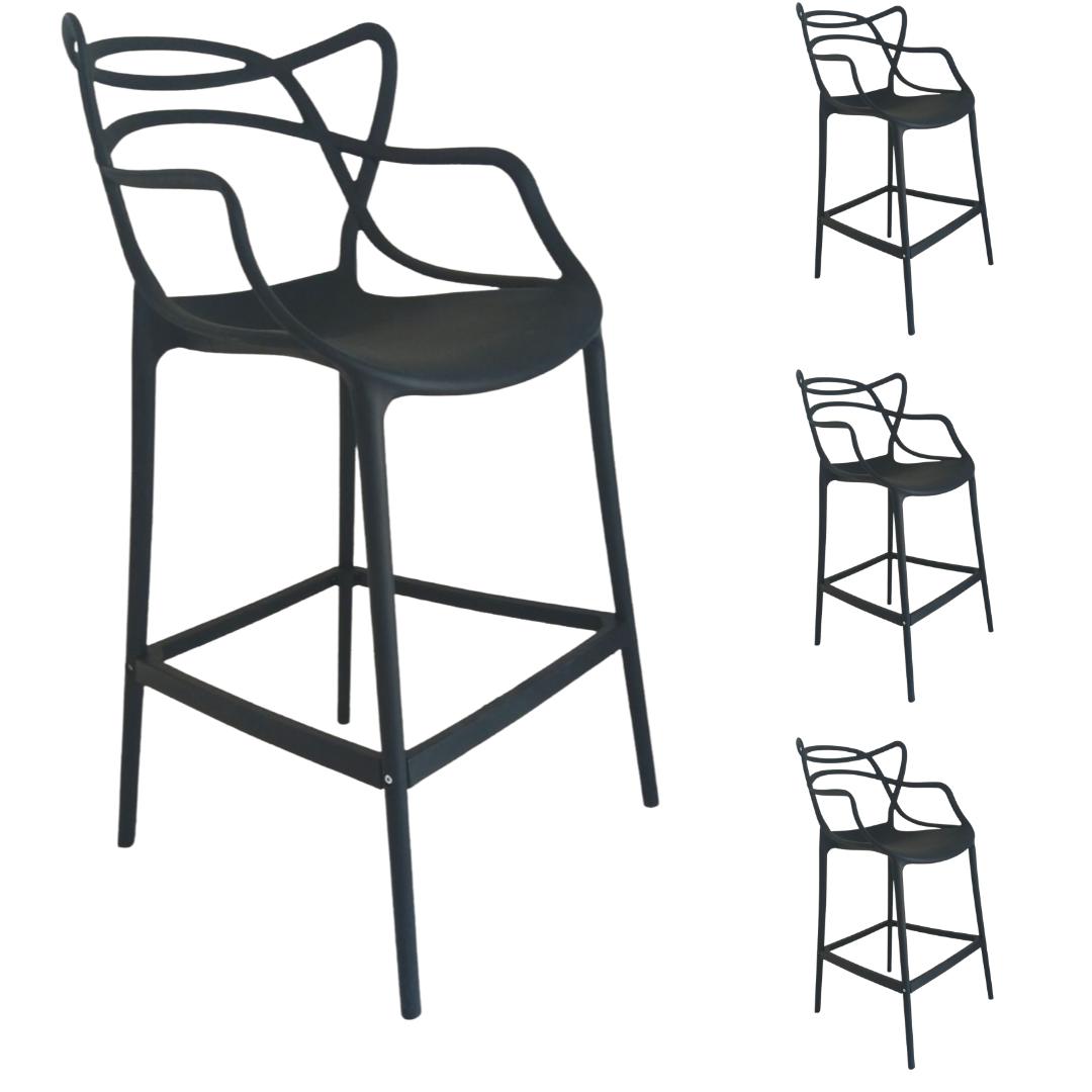 Banqueta para Balcão Allegra com Encosto Vazado e Apoio para os Pés Estrutura Reforçada e Conforto - LH Móveis