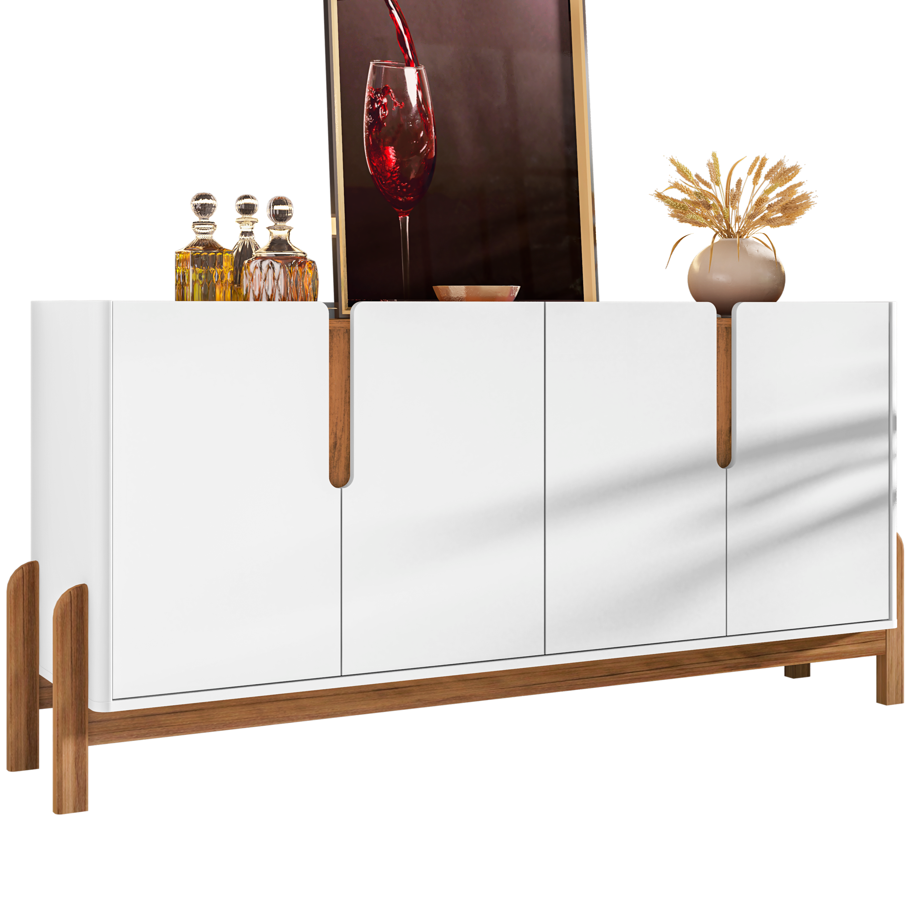 Buffet Lizz 170cm Base de Madeira com 4 Portas Organizador - LH Móveis