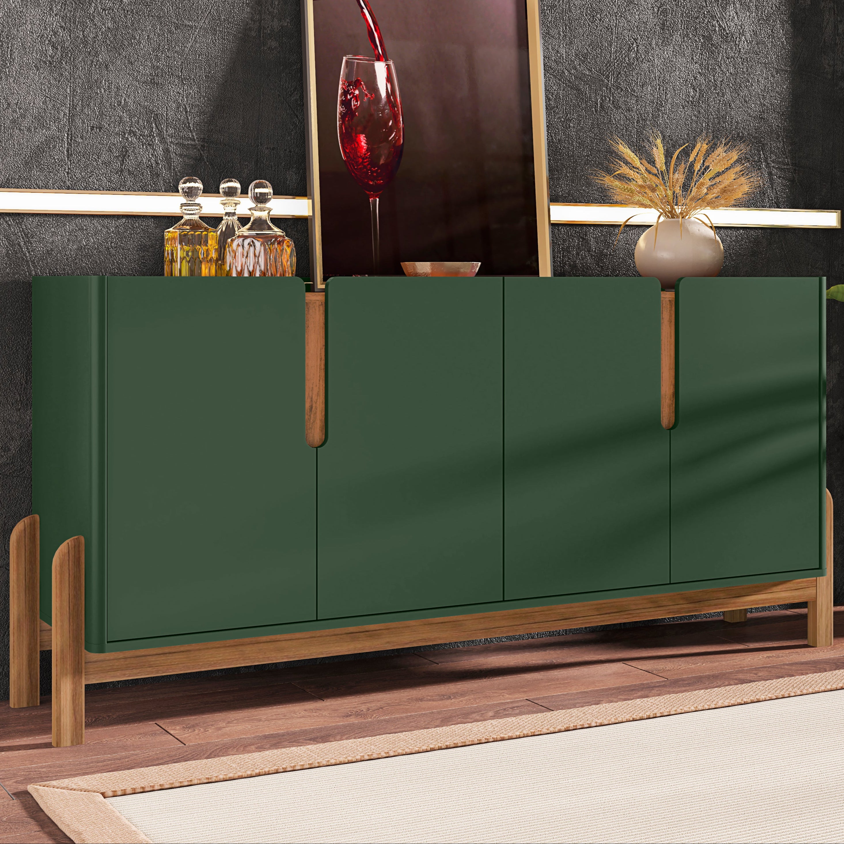 Buffet Lizz 170cm Base de Madeira com 4 Portas Organizador - LH Móveis