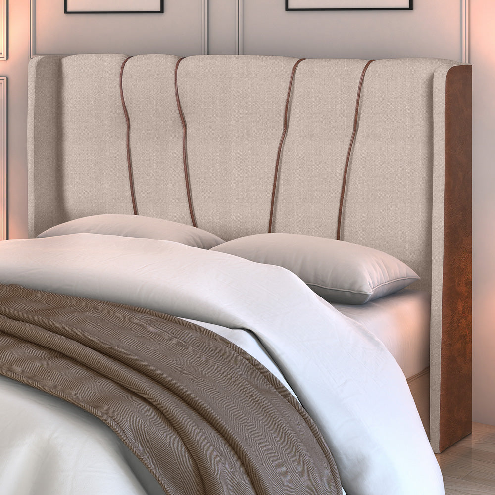 Cabeceira Estofada Luxo Com Detalhes em Corino Para Cama Box Solteiro 90cm Fixação Box Atlanta - LH Móveis