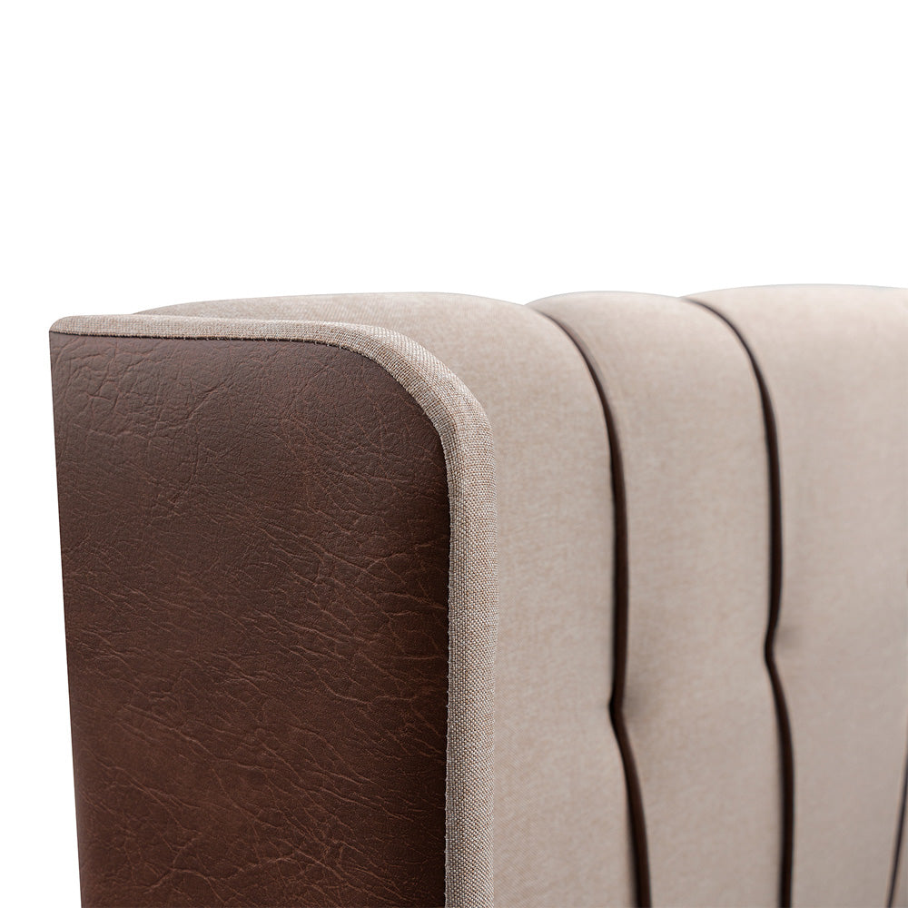 Cabeceira Estofada Atlanta Luxo Revestida em Linho com Detalhes em Corino Para Cama Box King 195cm Fixação Box - LH Móveis