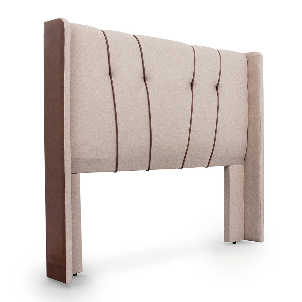 Cabeceira Estofada Luxo Com Detalhes em Corino Para Cama Box Solteiro 90cm Fixação Box Atlanta - LH Móveis