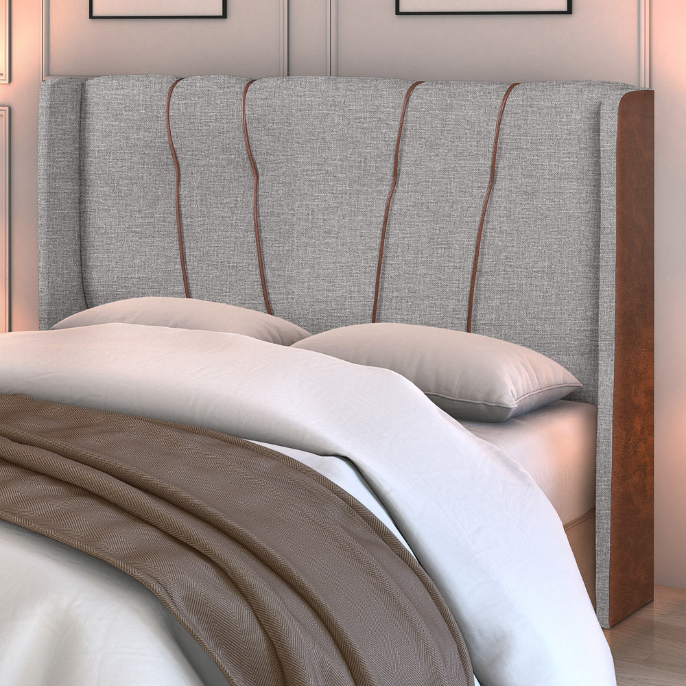 Cabeceira Estofada Luxo Com Detalhes em Corino Para Cama Box Solteiro 90cm Fixação Box Atlanta - LH Móveis