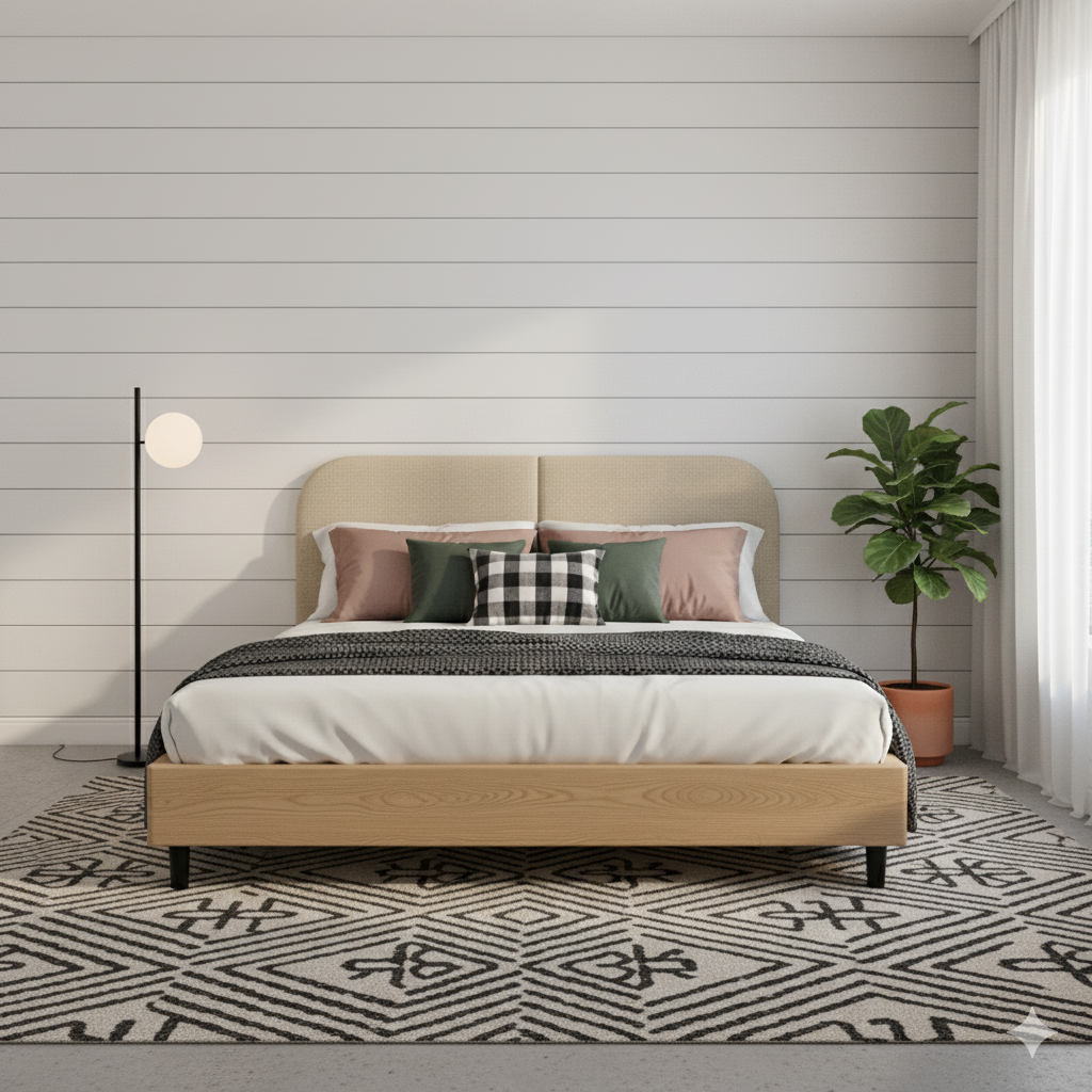 Cabeceira Estofada Modelo Painel Fixa na Parede Clean Design Orgânico Para Cama Queen 160cm - LH Móveis