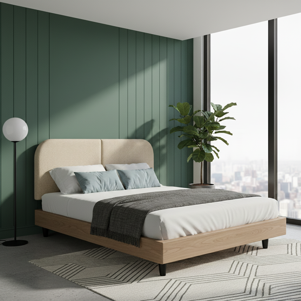 Cabeceira Estofada Modelo Painel Fixa na Parede Clean Design Orgânico Para Cama Casal 140cm - LH Móveis