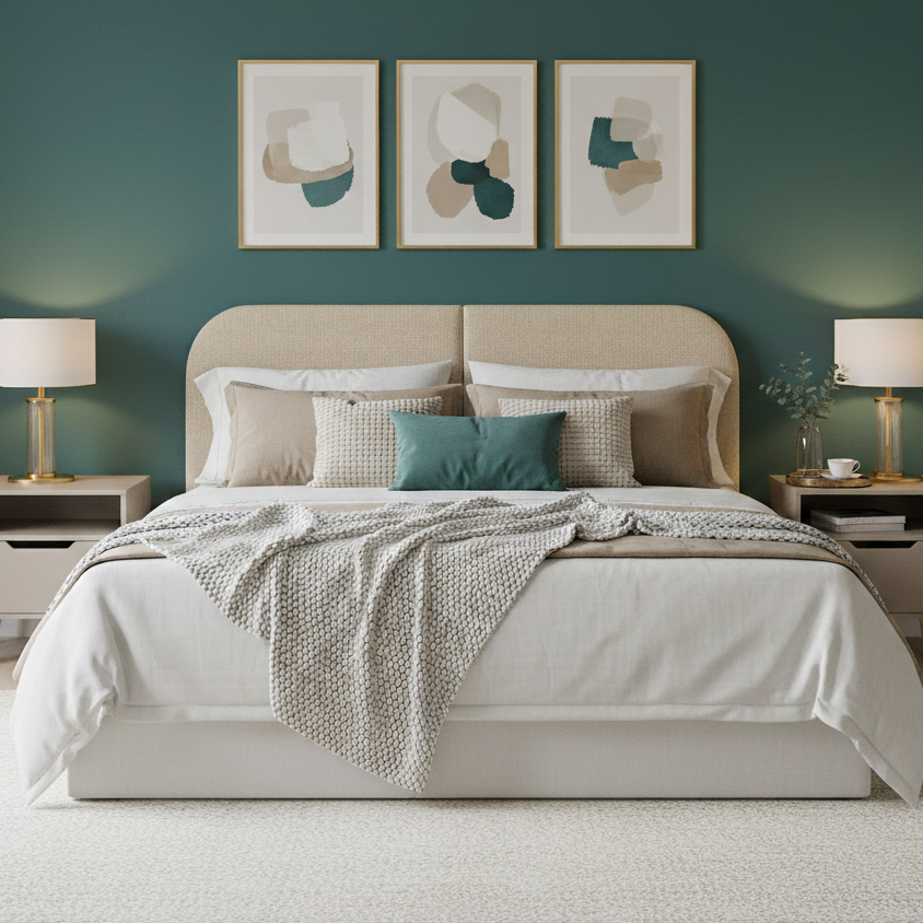 Cabeceira Estofada Modelo Painel Fixa na Parede Clean Design Orgânico Para Cama Casal 140cm - LH Móveis