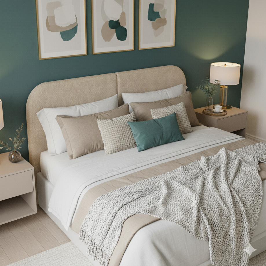 Cabeceira Estofada Modelo Painel Fixa na Parede Clean Design Orgânico Para Cama Queen 160cm - LH Móveis