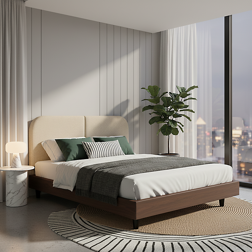 Cabeceira Estofada Modelo Painel Fixa na Parede Clean Design Orgânico Para Cama Queen 160cm - LH Móveis