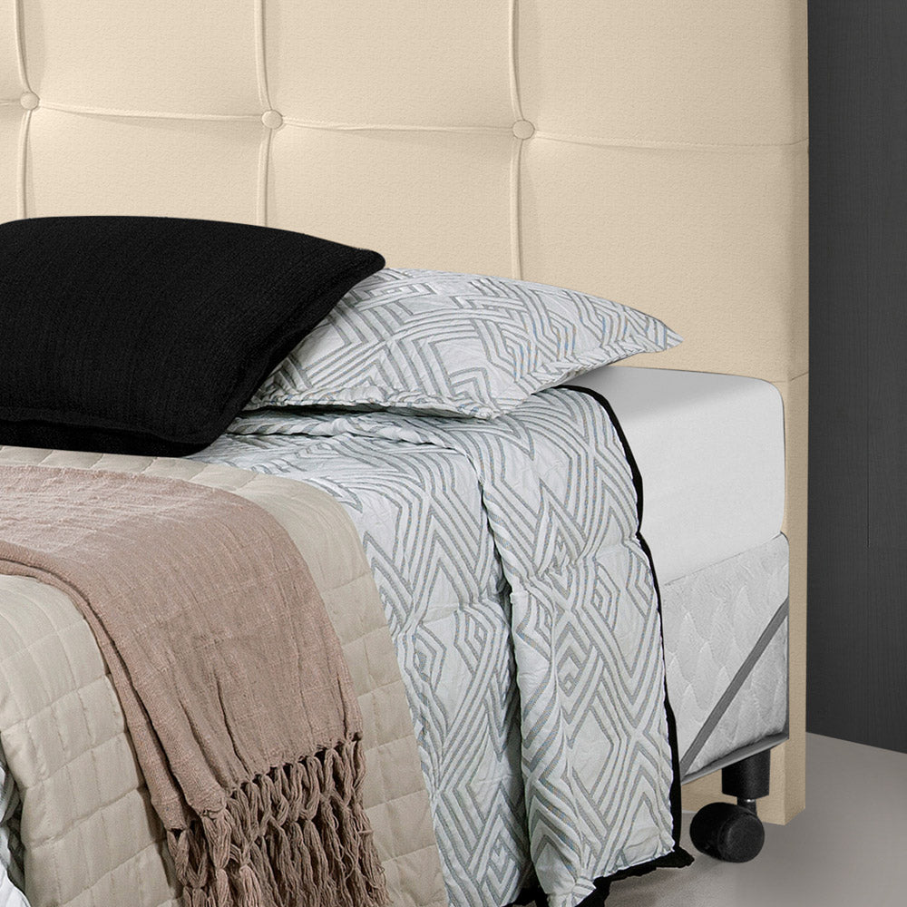 Cabeceira Estofada Hadassa para Cama Box King 195cm Detalhe em Costura com Pés Estrutura em Madeira - LH Móveis