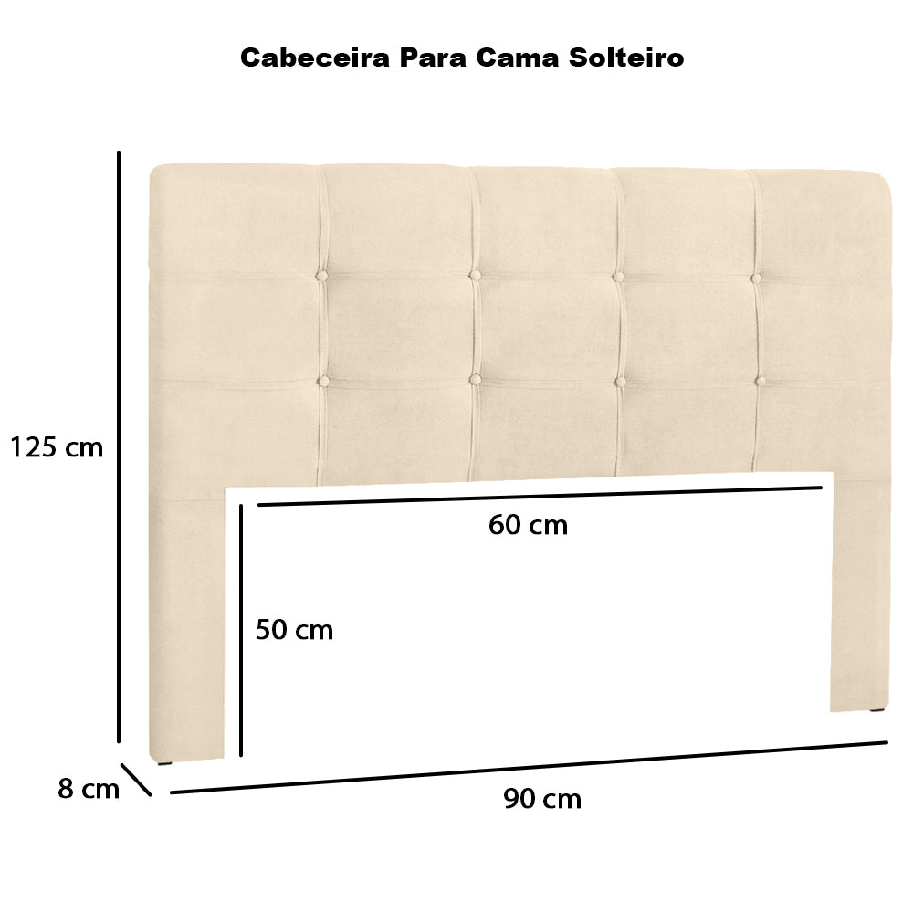 Cabeceira Estofada para Cama Box Solteiro 90 cm Hadassa Várias Cores - LH Móveis