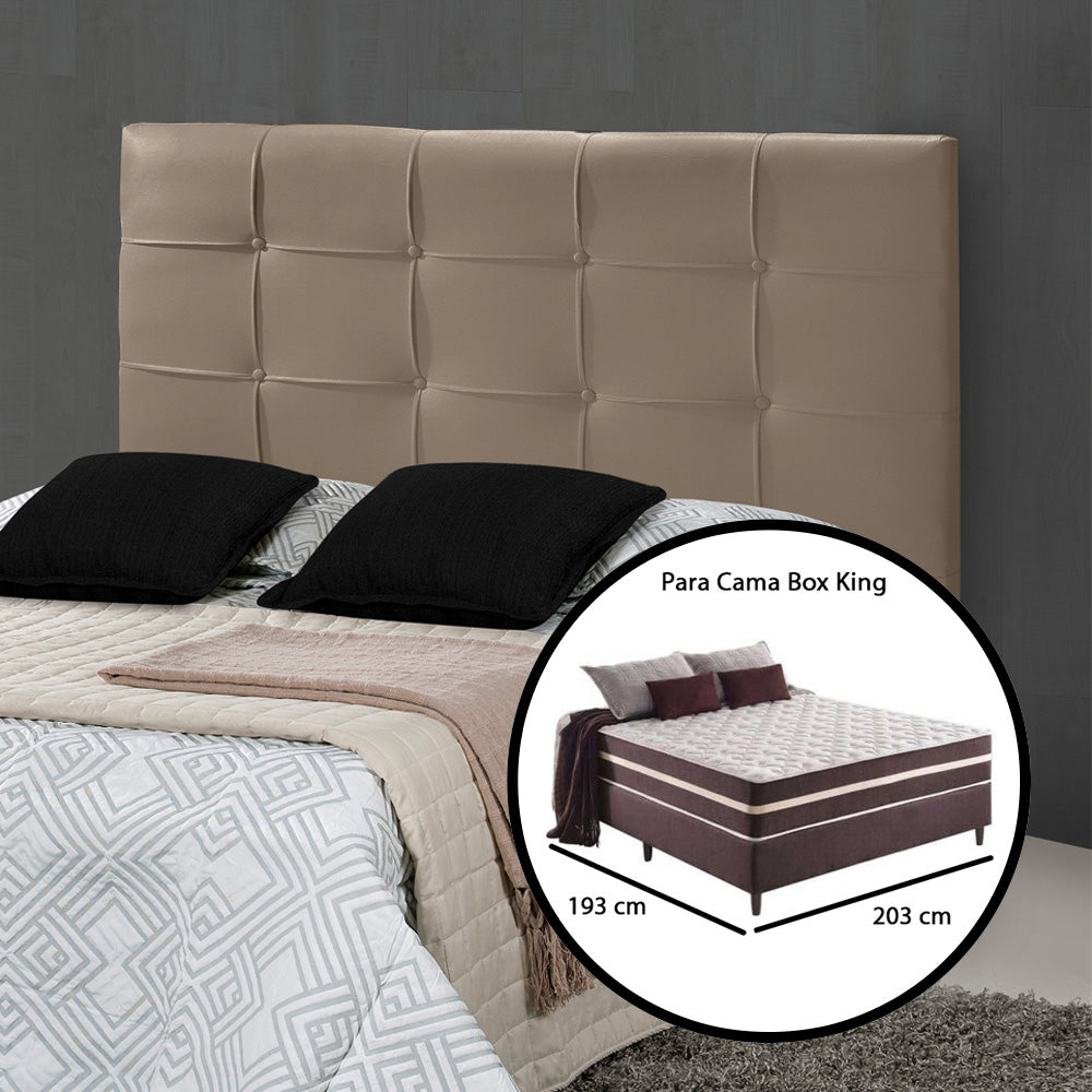 Cabeceira Estofada Hadassa para Cama Box King 195cm Detalhe em Costura com Pés Estrutura em Madeira - LH Móveis