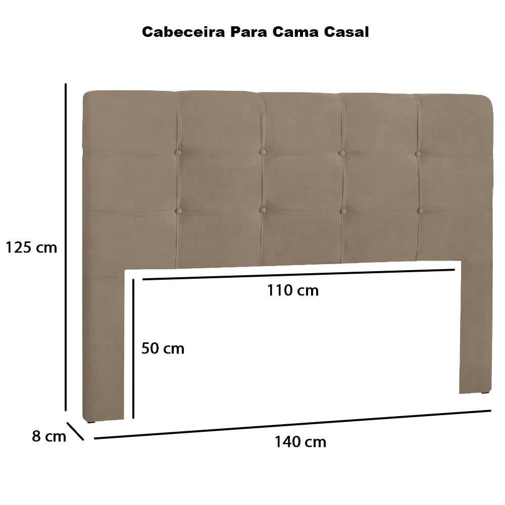 Cabeceira Hadassa Estofada para Cama Box Casal 140cm com Pés Fixação no Box - LH Móveis