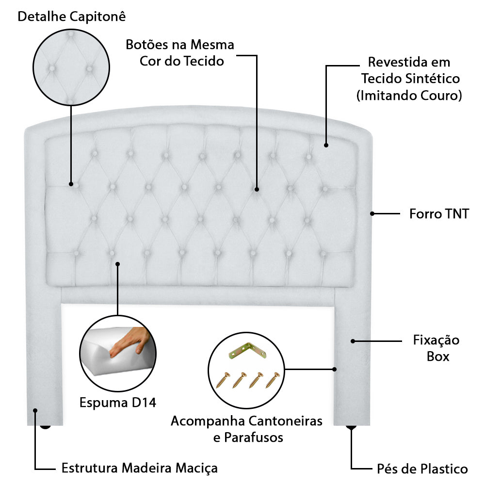 Cabeceira Capitonê com Botões para Cama Box Solteiro 90 cm Ibiza Várias Cores - LH Móveis