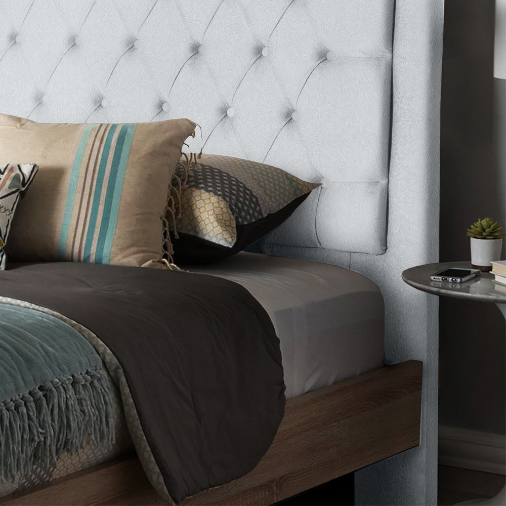 Cabeceira para Cama Box King 195 cm Ibiza Detalhe Capitône com Botões Fixação no Box com Pés - LH Móveis