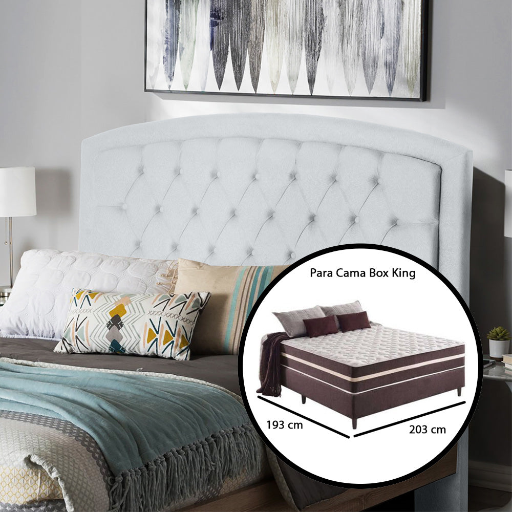 Cabeceira para Cama Box King 195 cm Ibiza Detalhe Capitône com Botões Fixação no Box com Pés - LH Móveis