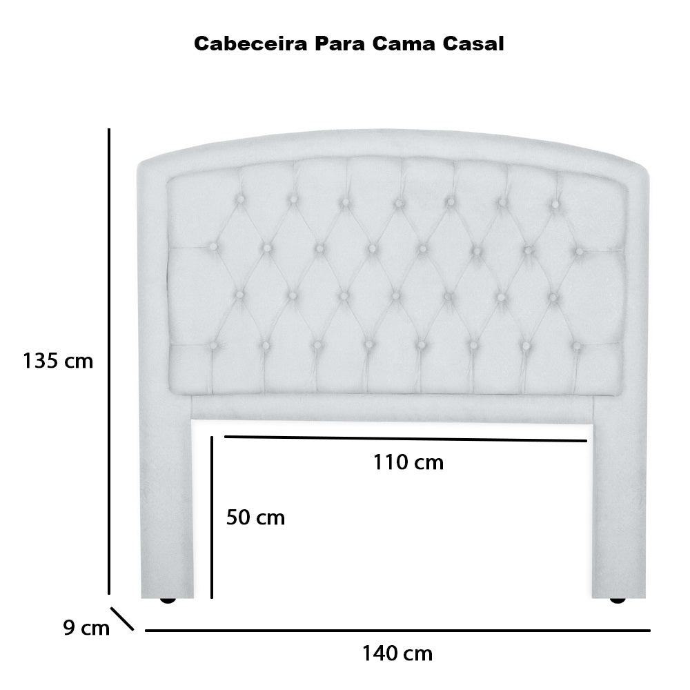 Cabeceira para Cama Box Casal 140 cm Detalhe Capitonê com Botões Ibiza Estrutura em Madeira com Pés - LH Móveis